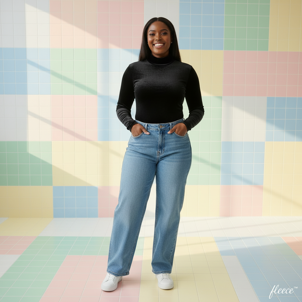Square curvy Black woman bodysuit